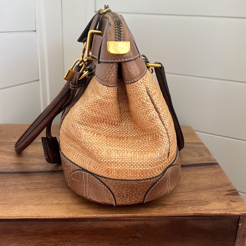 Vintage Gucci Raffia and Crocodile Secret Top Handle - Picture 15 of 17